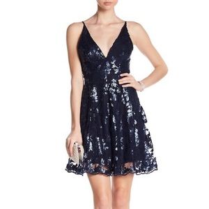 Dress The Population fit and flare sequin mini NWT